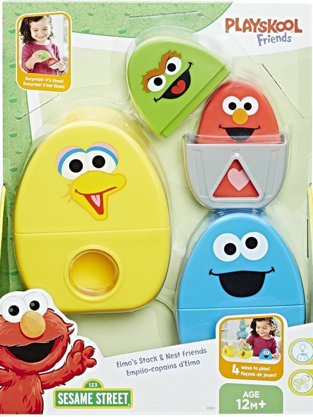 Playskool Sesame Street Stack & Nest Friends - Yellow, Blue, Green, Red